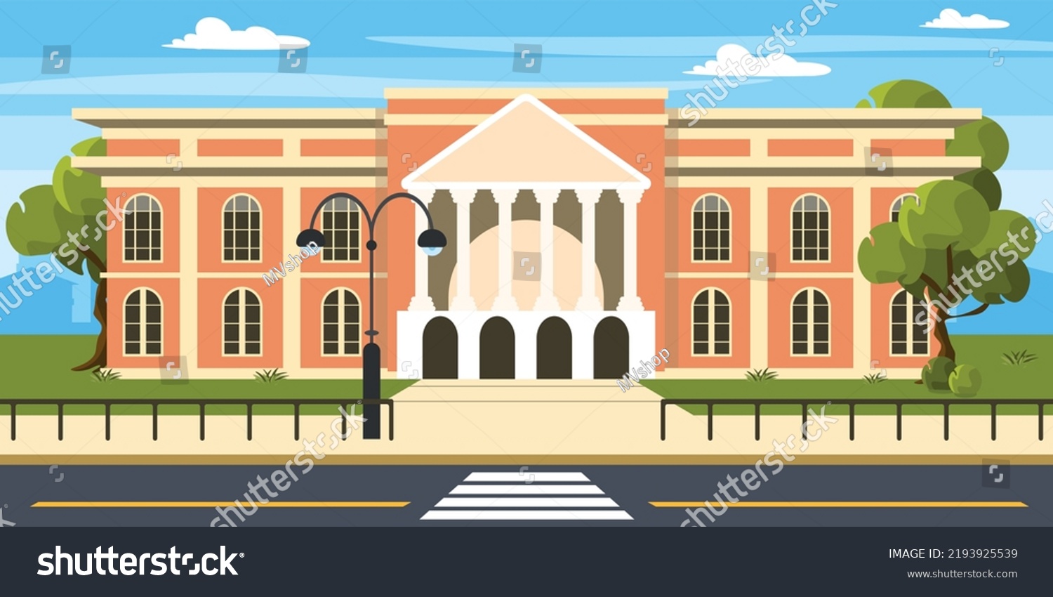 Vector Illustration Modern University Cartoon Urban Stock Vector ...