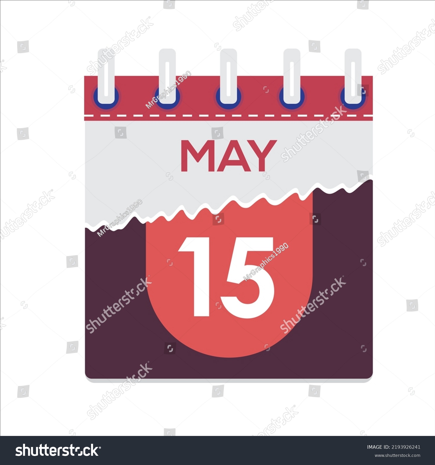 May 15 Vector Flat Daily Calendar Stock Vector (Royalty Free ...