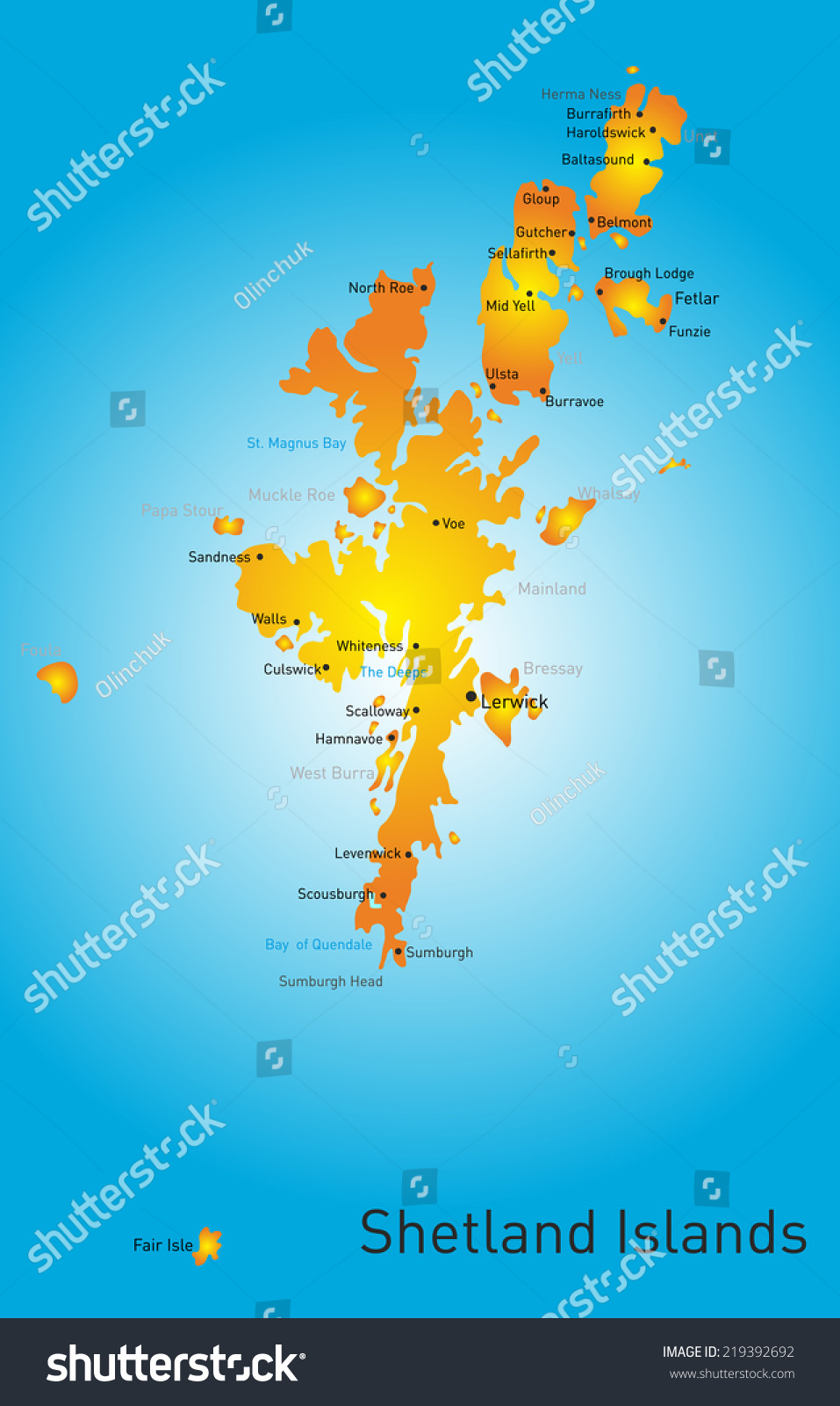 Vector Color Map Shetland Islands Stock Vector (Royalty Free) 219392692 ...