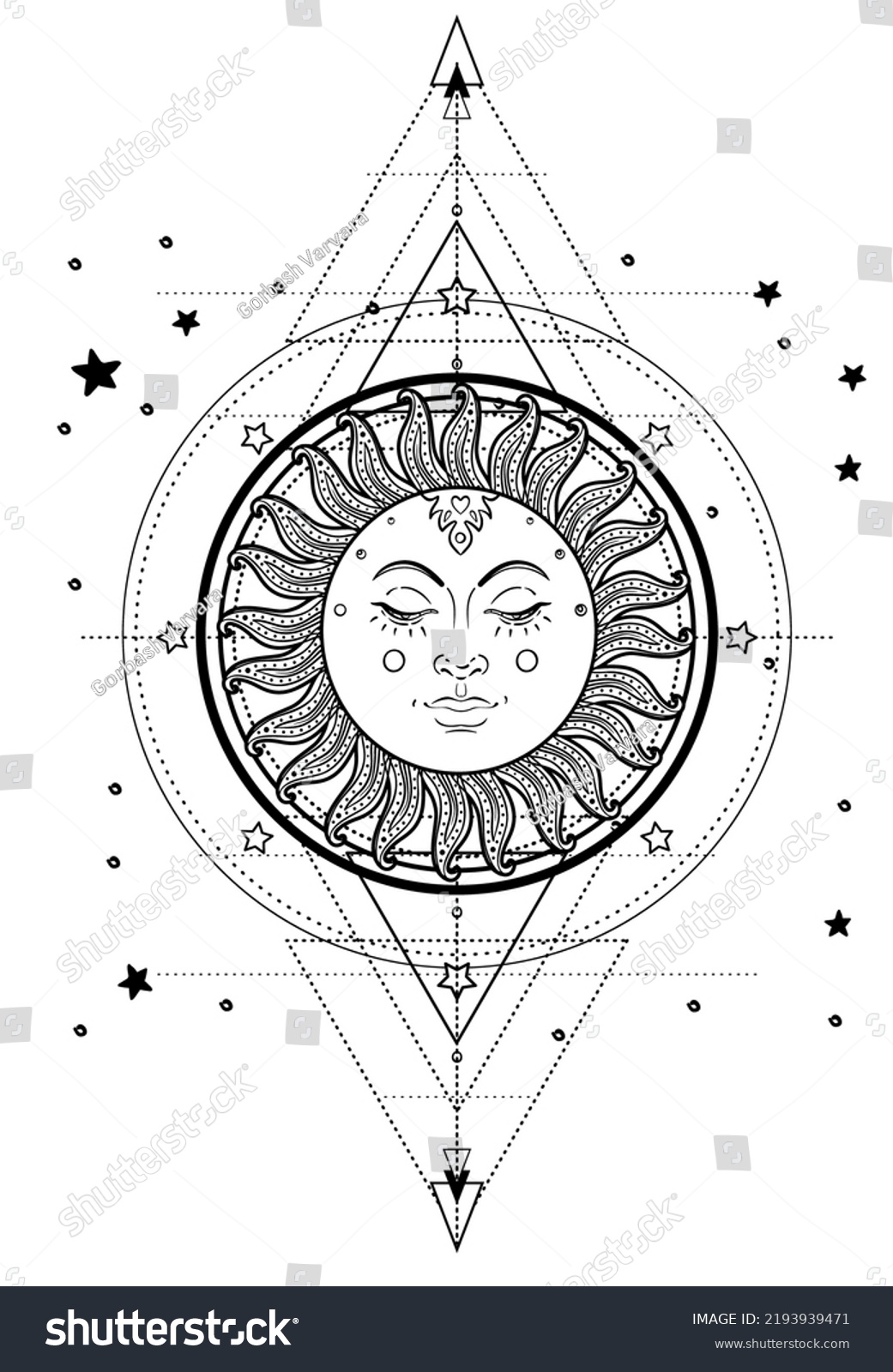 Sun Triple Moon Pagan Wicca Moon Stock Vector (Royalty Free) 2193939471 ...