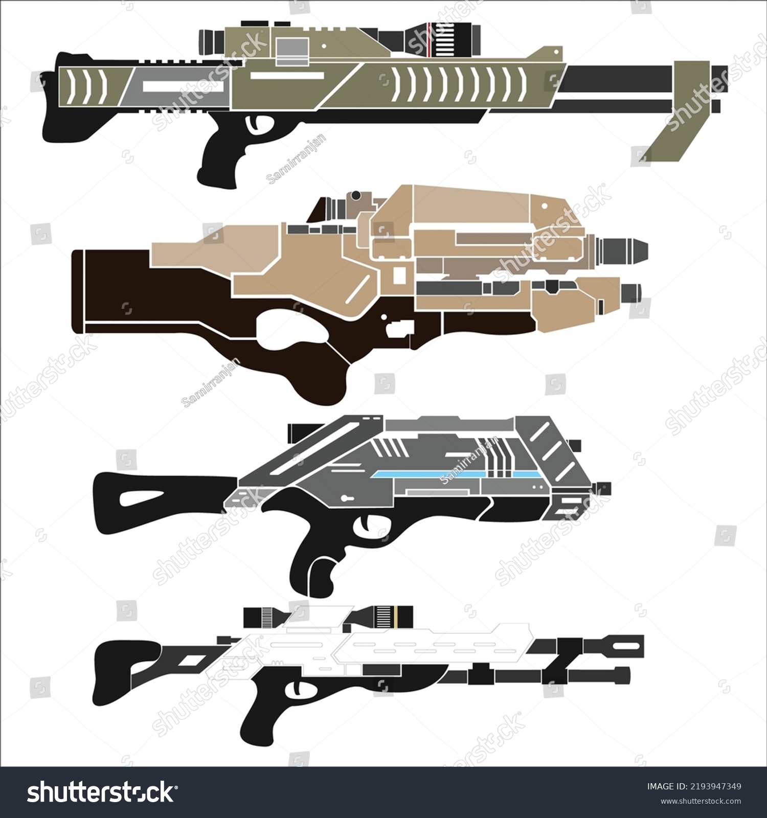 Vector Set Weapons Pack Illustration Isolated Stock Vector (Royalty ...