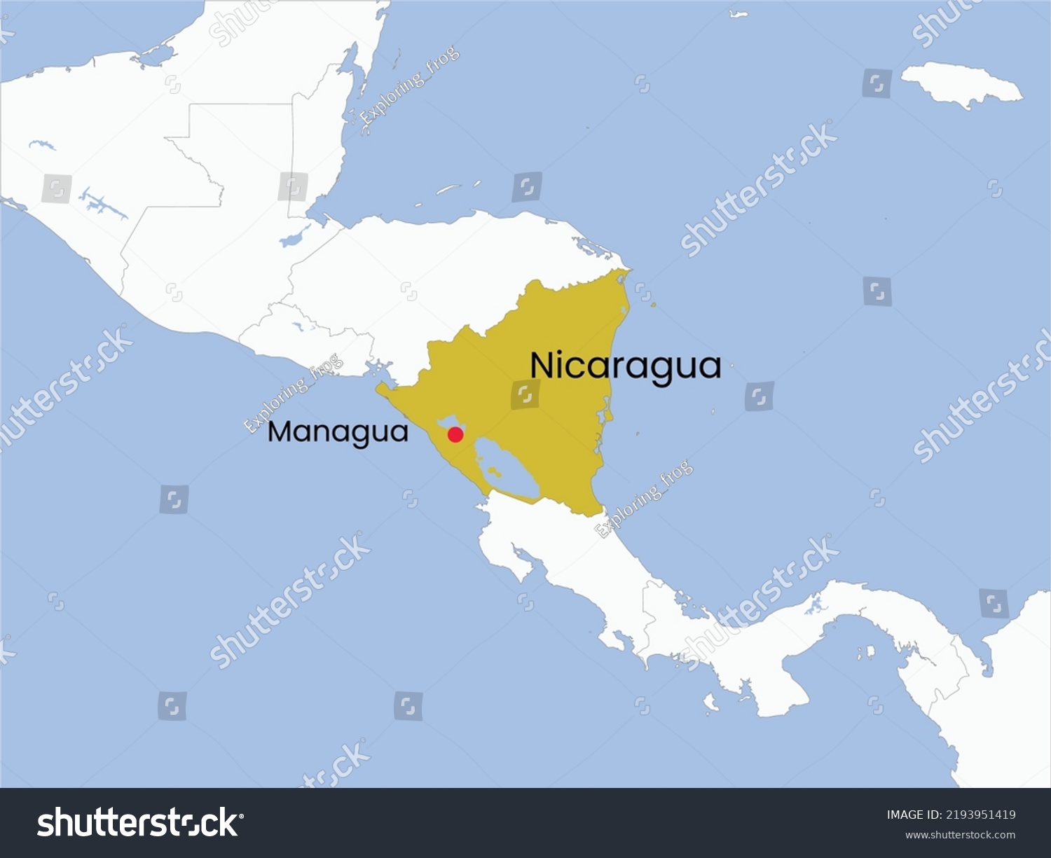 High Detailed Map Nicaragua Outline Map Stock Vector (Royalty Free ...