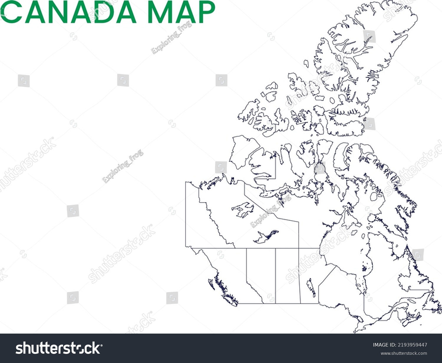 High Detailed Map Canada Outline Map Stock Vector (Royalty Free ...