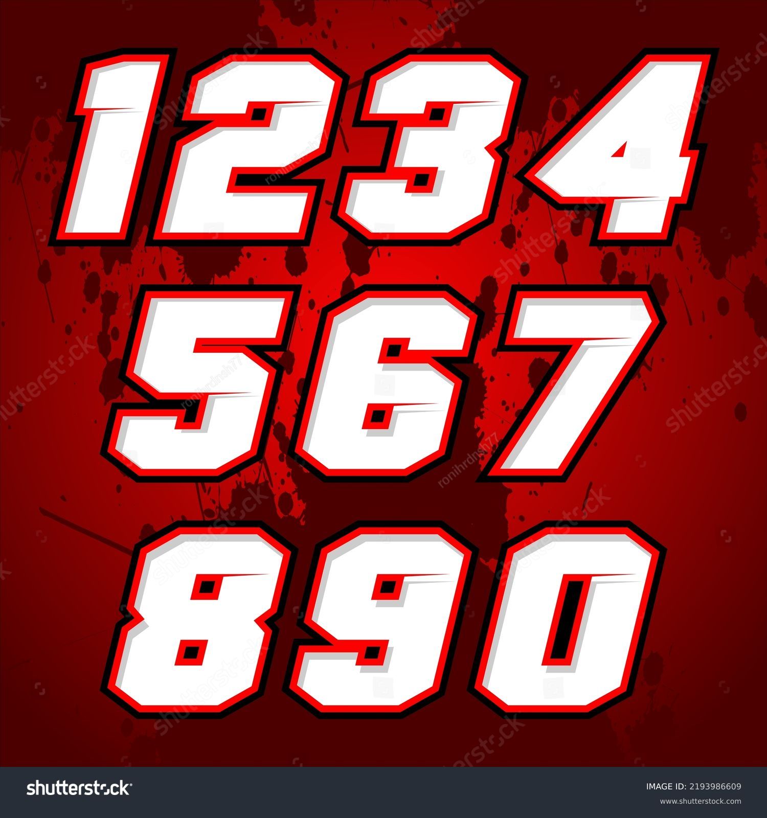 Cool Racing Number Cut Style Pack Stock Vector (Royalty Free