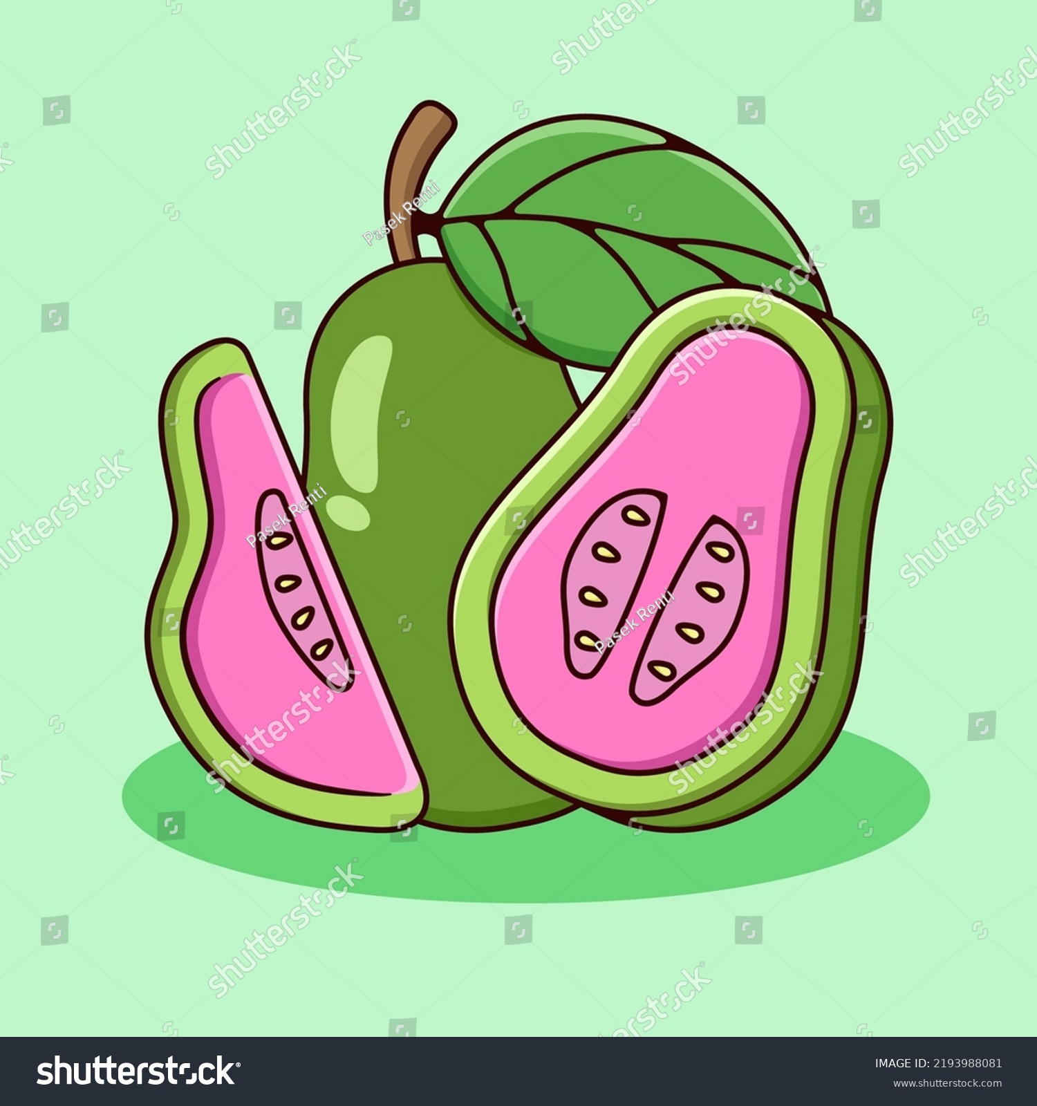 Set Guava Sliced Guava Cartoon Style Stock Vector (Royalty Free ...