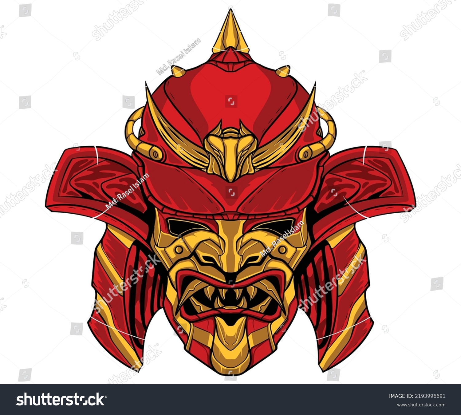 Samurai Warriors Face Mask Design Vector Stock Vector (Royalty Free ...