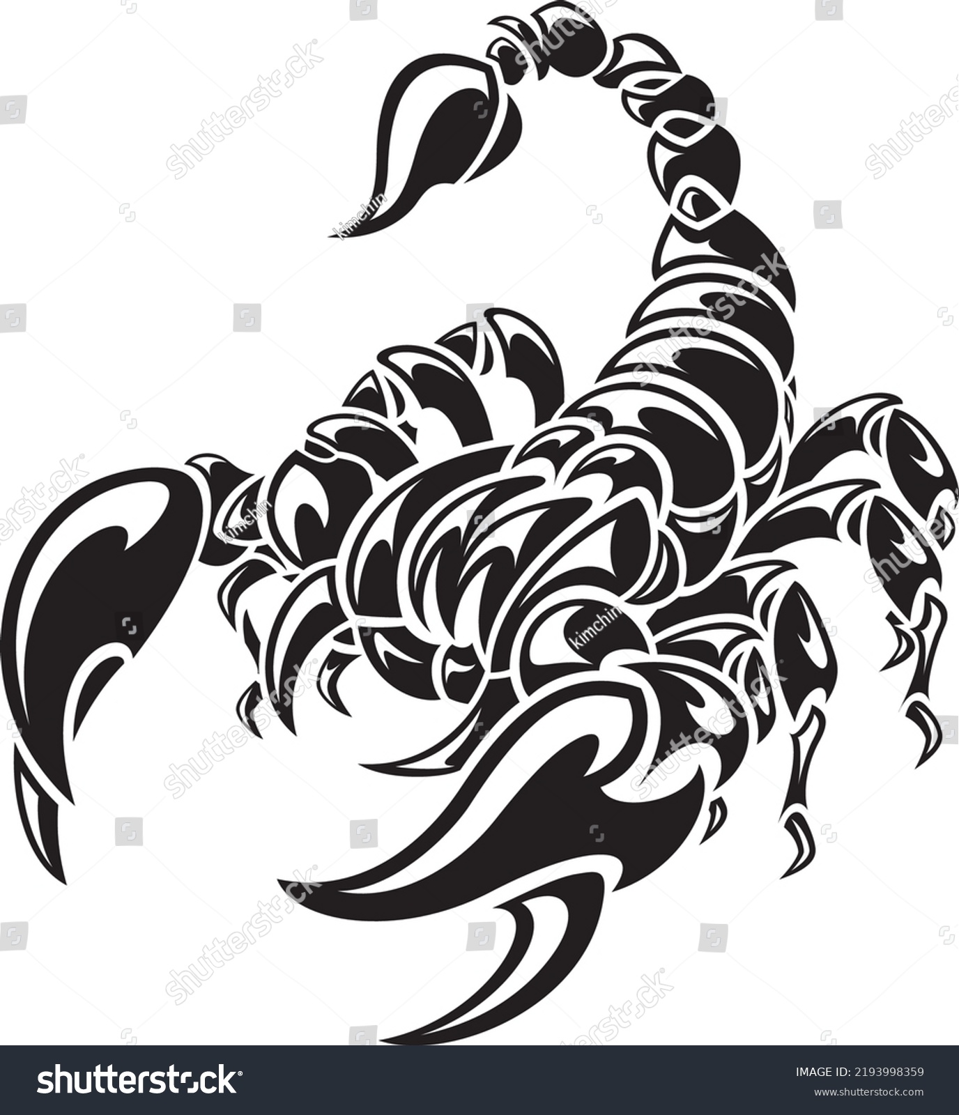 Tribal Graphical Scorpion Silhouette Stock Vector Royalty Free   Stock Vector Tribal And Graphical Scorpion Silhouette 2193998359 