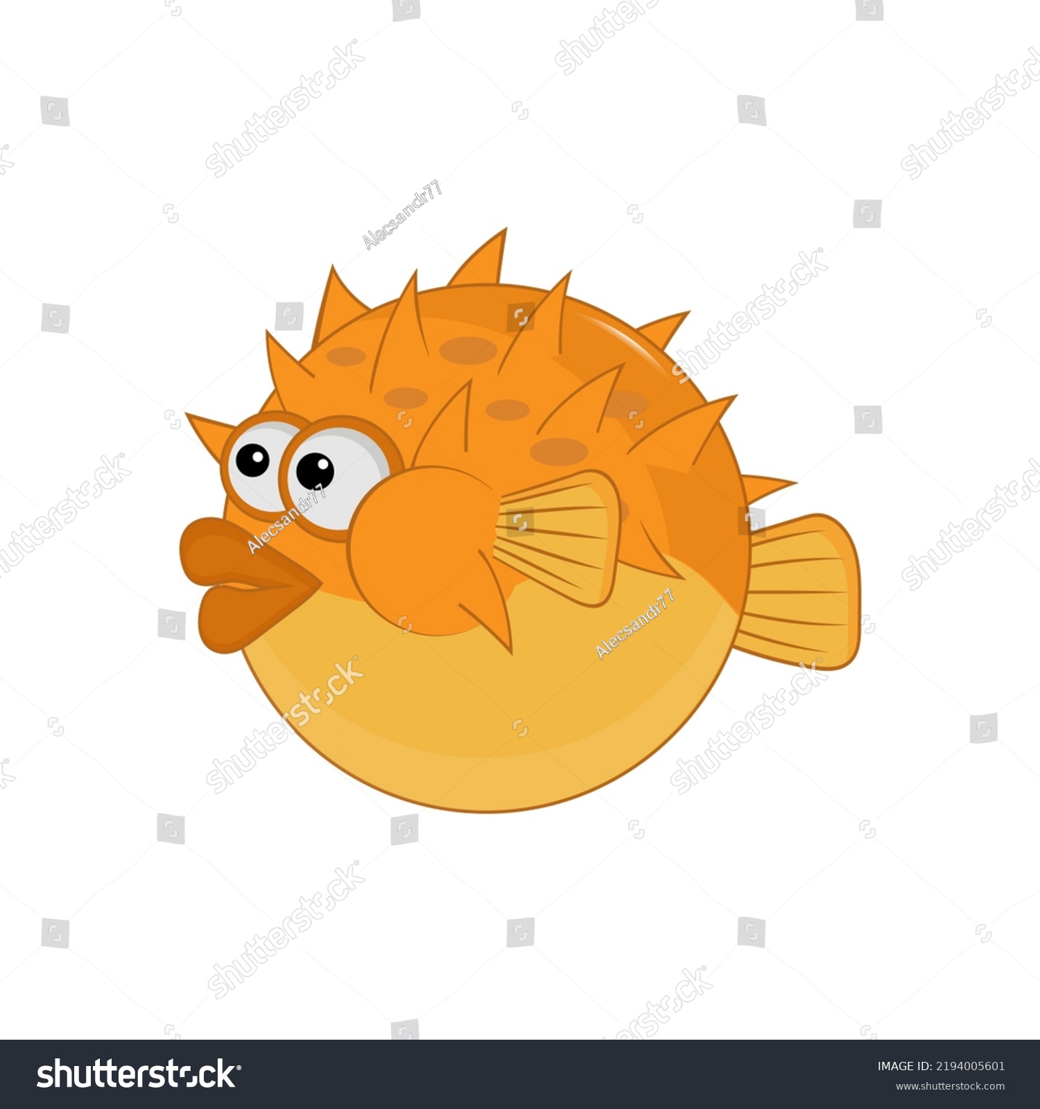 Cute Puffer Fish Cartoon Vector Stock Vector (Royalty Free) 2194005601 ...