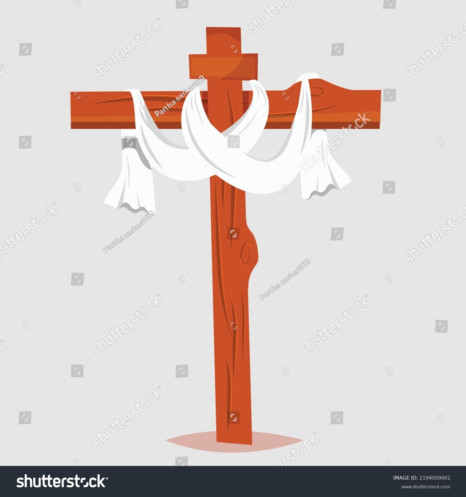 Wooden Christian Cross White Cloth Vector Stock Vector (Royalty Free ...