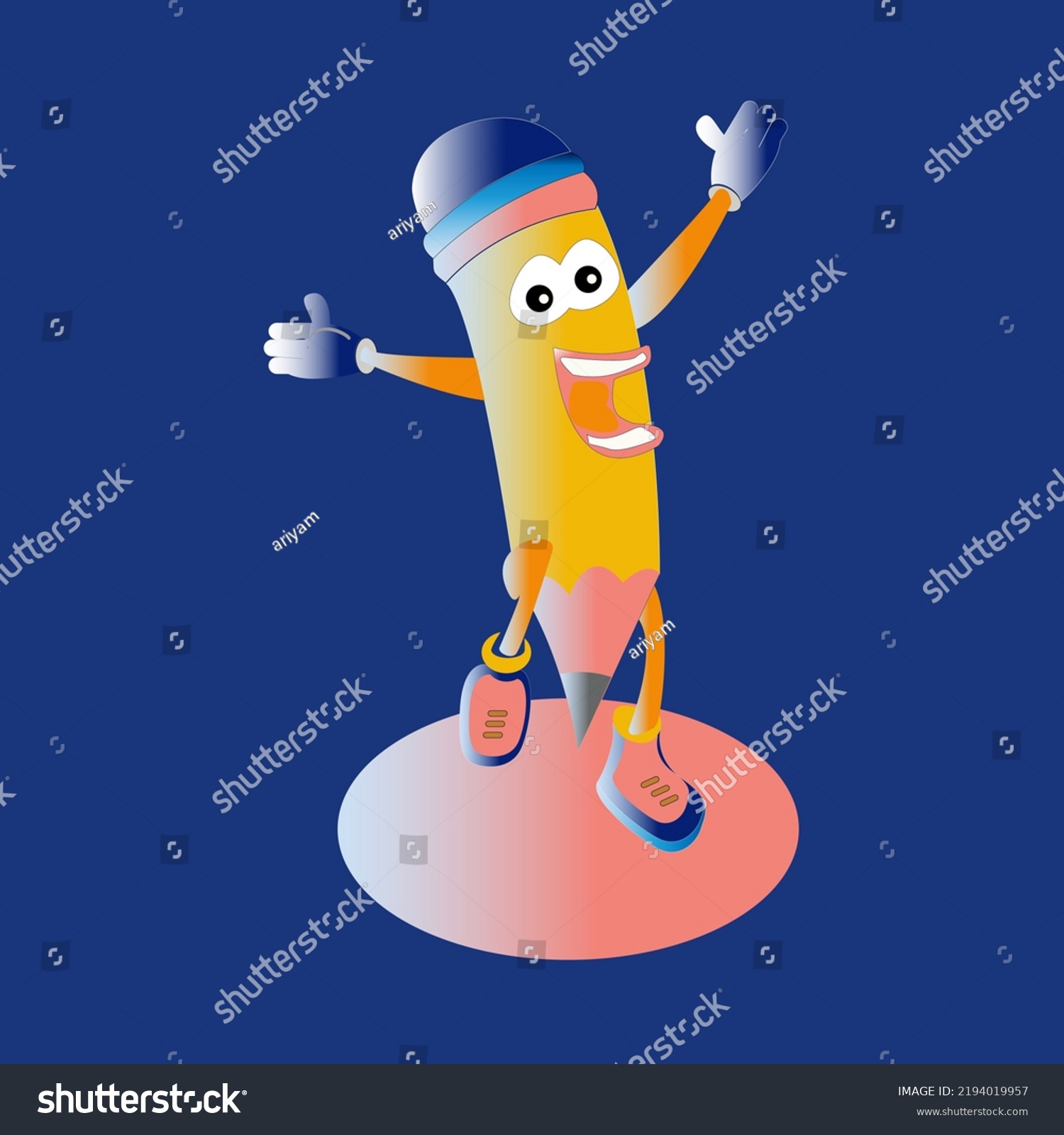 Cute Character Pencil Vector Illustration Expression Stock Vector ...