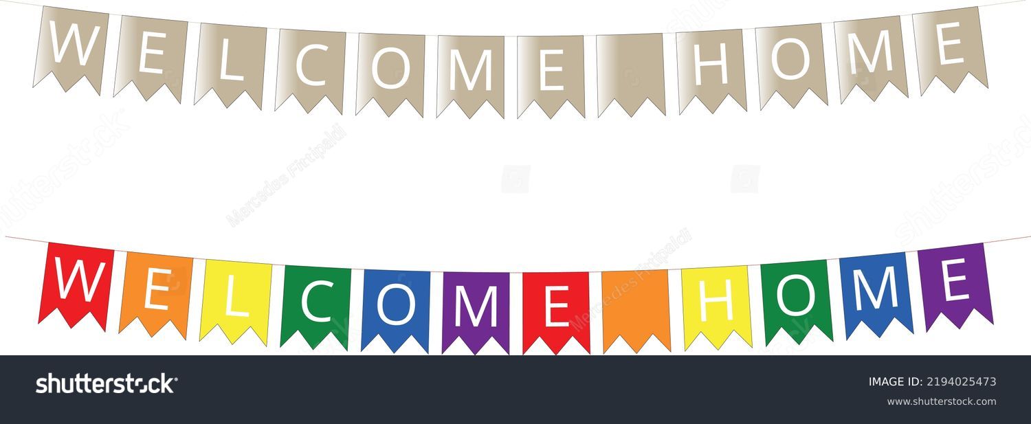 Welcome Home Banners Golden Rainbow Colors Stock Vector (Royalty Free ...