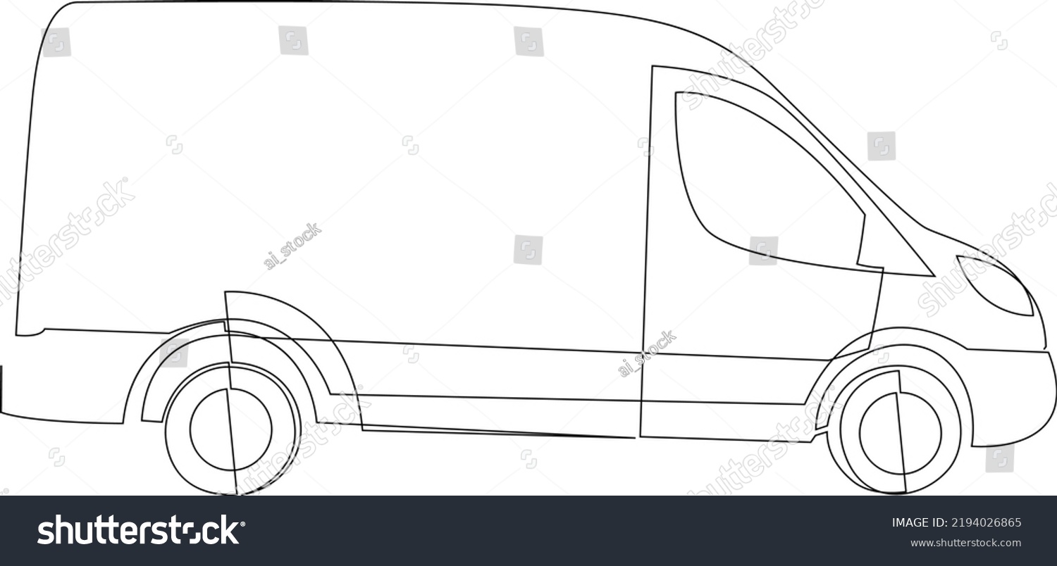 Cargo Van Continuous One Line Drawing Stock Vector (Royalty Free ...