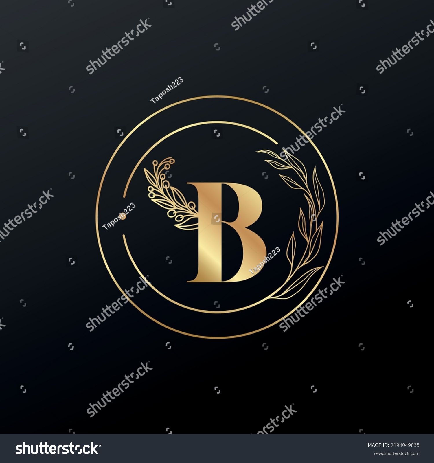 Gold B Letter Luxury Monogram Logo Stock Vector (Royalty Free ...