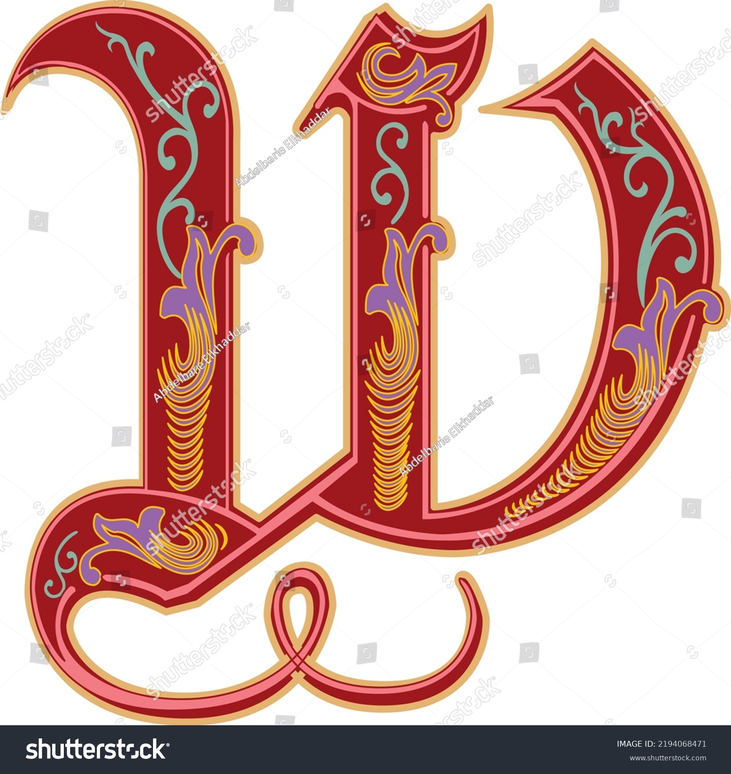 Royal Letter W Alphabet Monogram Fancy Stock Vector (Royalty Free ...