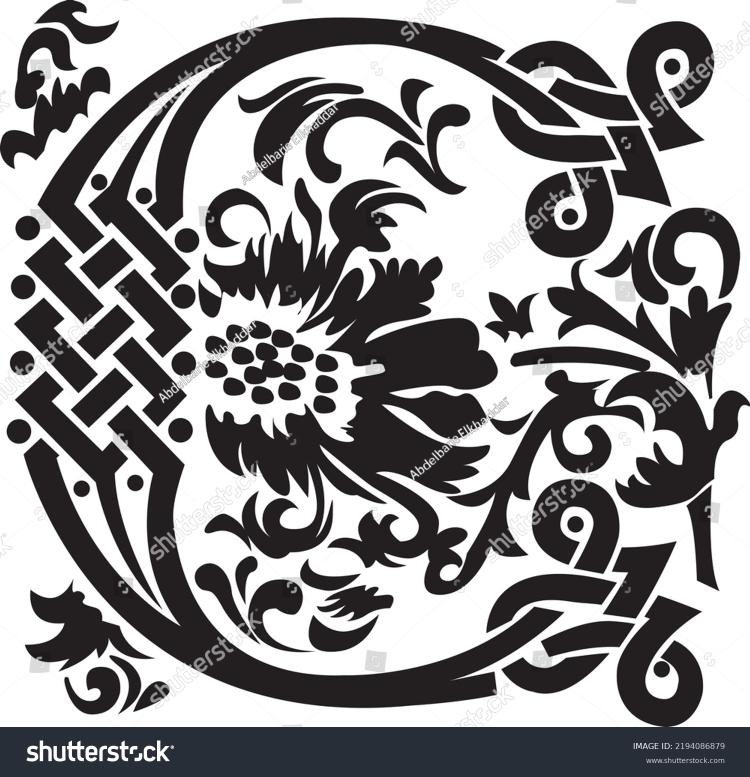 Silhouette Letter C Celtic Knot Floral Stock Vector (Royalty Free ...