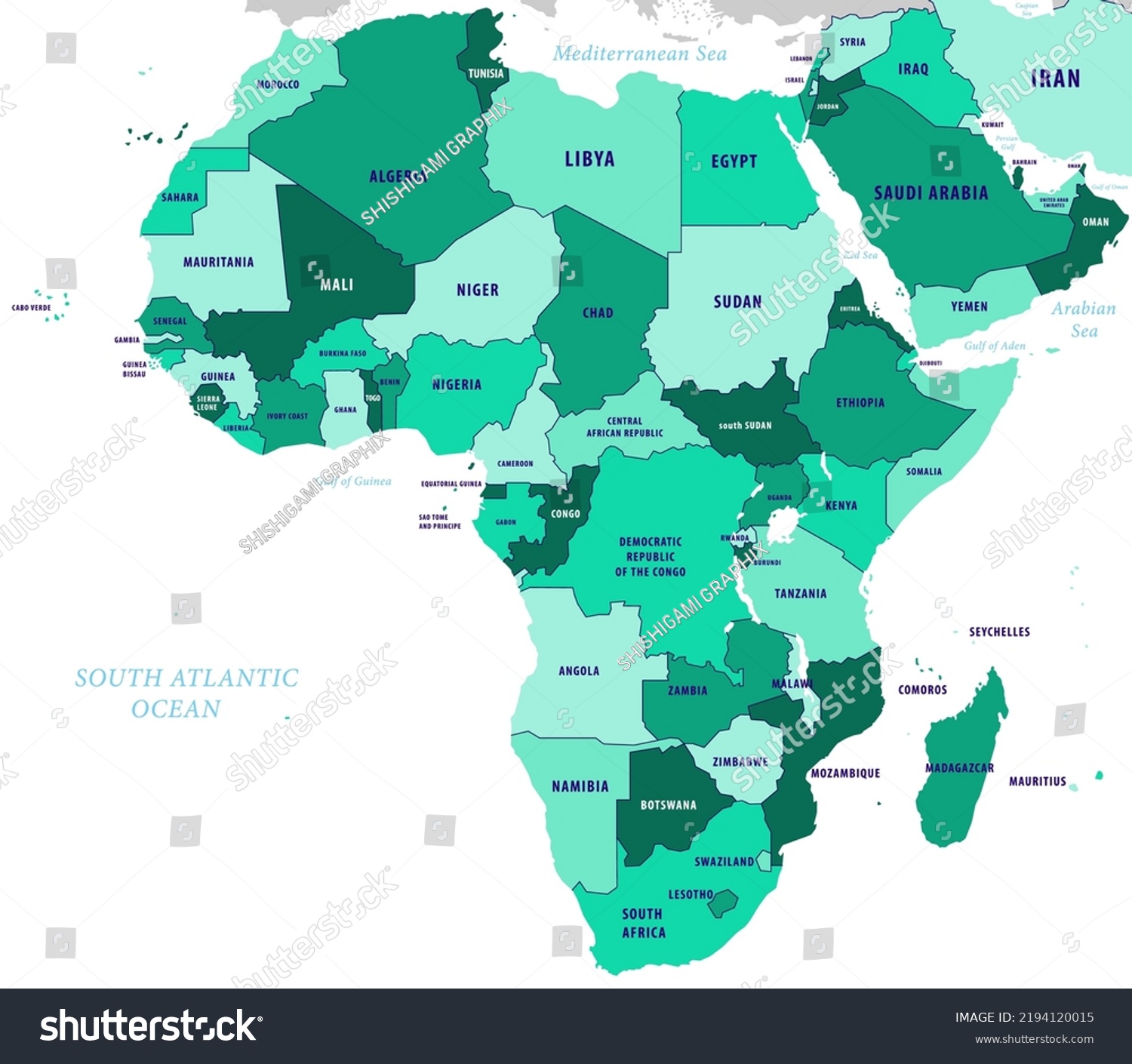 Vector Arabian African Countries Map Stock Vector (Royalty Free ...