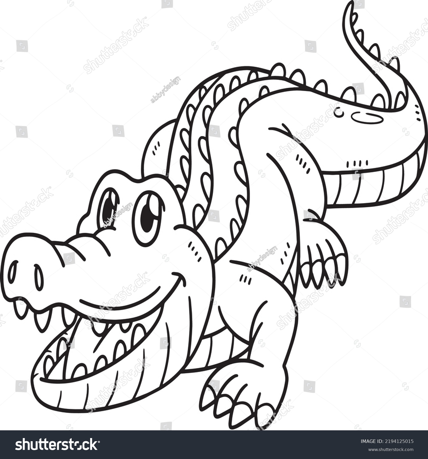 Crocodile Animal Isolated Coloring Page Kids Stock Vector (Royalty Free ...