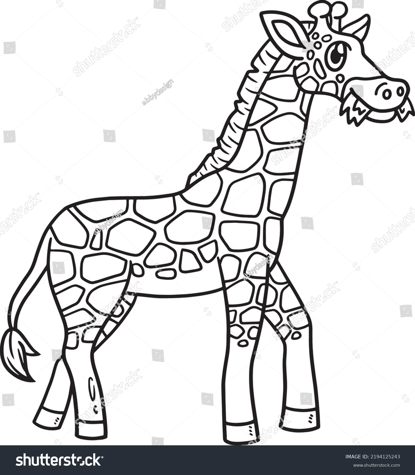 Giraffe Animal Isolated Coloring Page Kids Stock Vector (Royalty Free ...