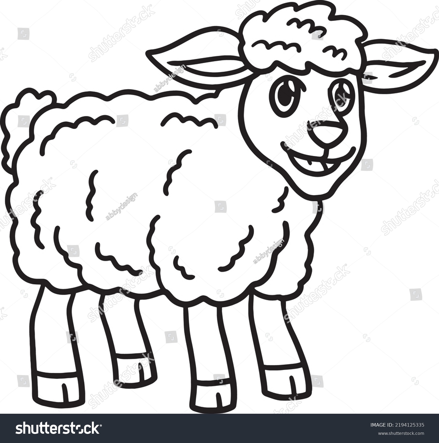 Sheep Animal Isolated Coloring Page Kids Stock Vector (Royalty Free ...