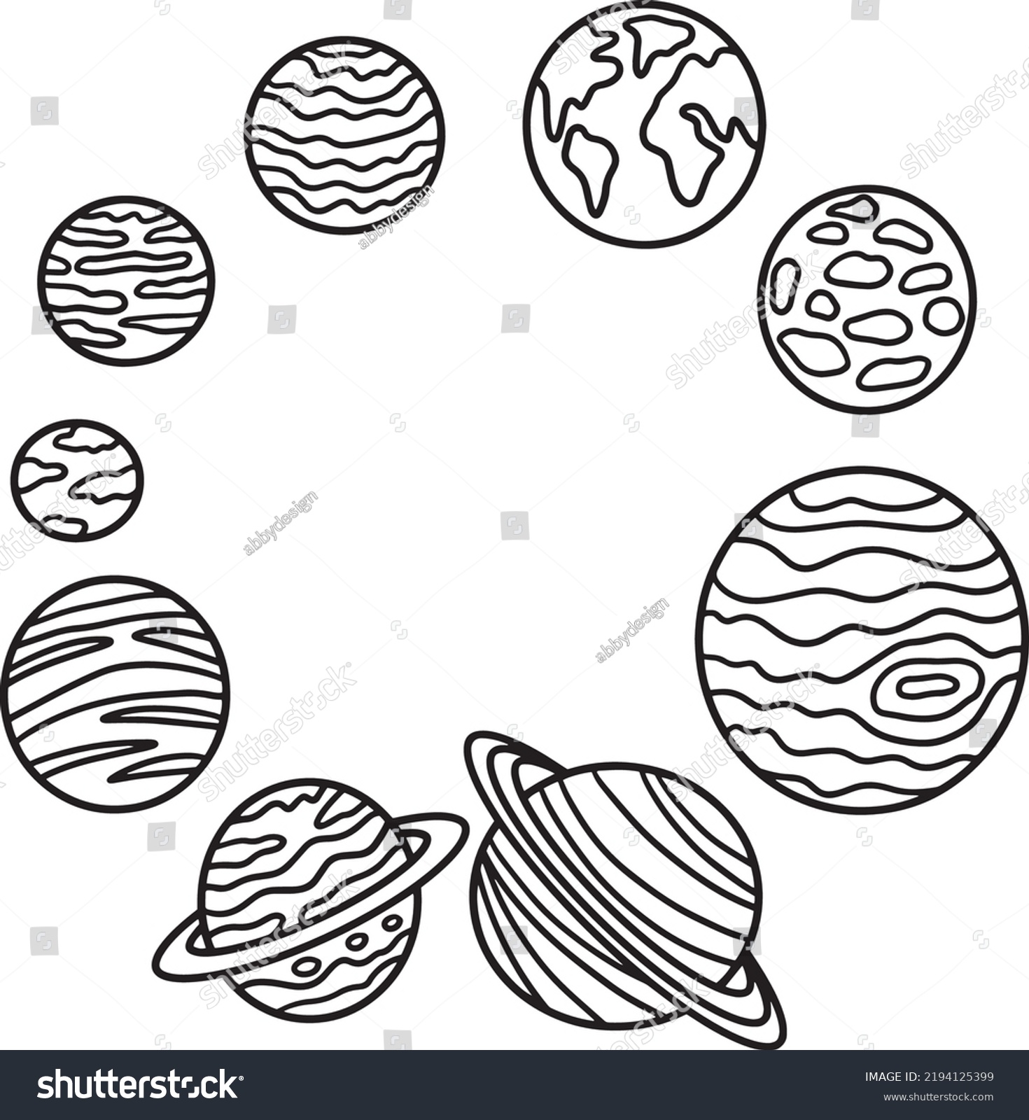 Solar System Isolated Coloring Page Kids Stock Vector (Royalty Free ...