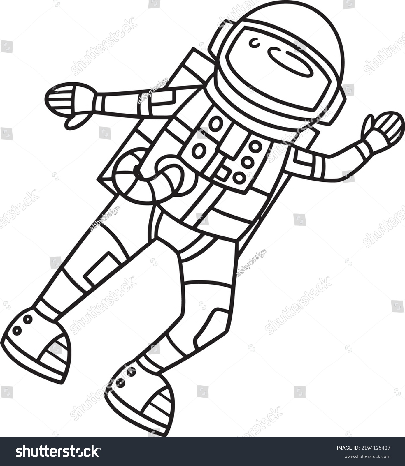 Waving Astronaut Isolated Coloring Page Kids Stock Vector (Royalty Free ...