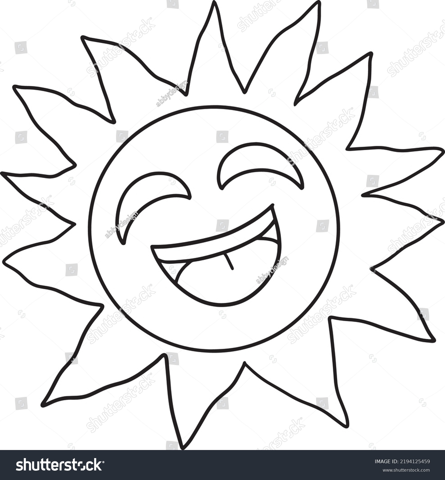 Happy Sun Isolated Coloring Page Kids Stock Vector (Royalty Free ...