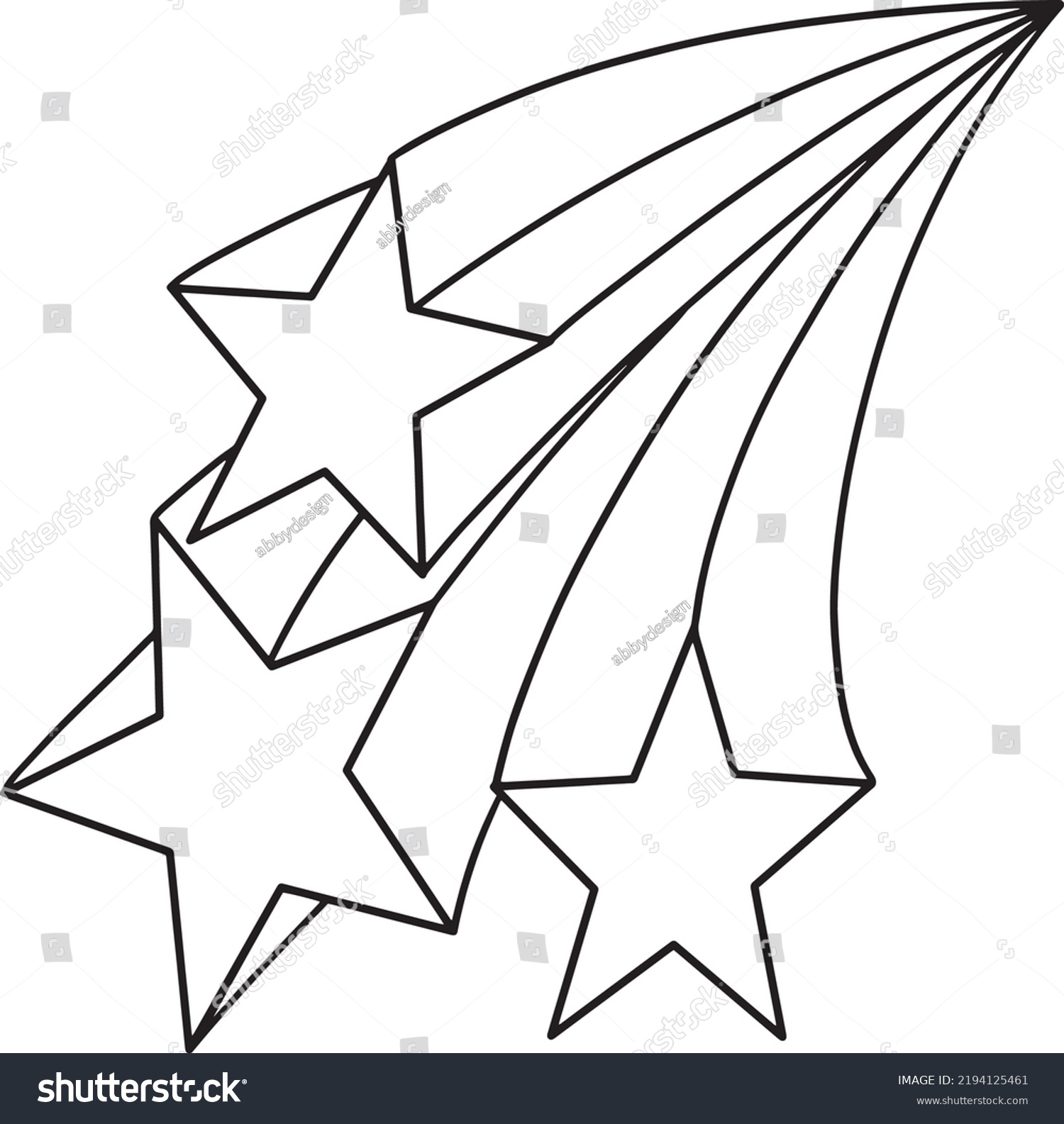 Falling Shooting Stars Isolated Coloring Page Stock Vector (Royalty