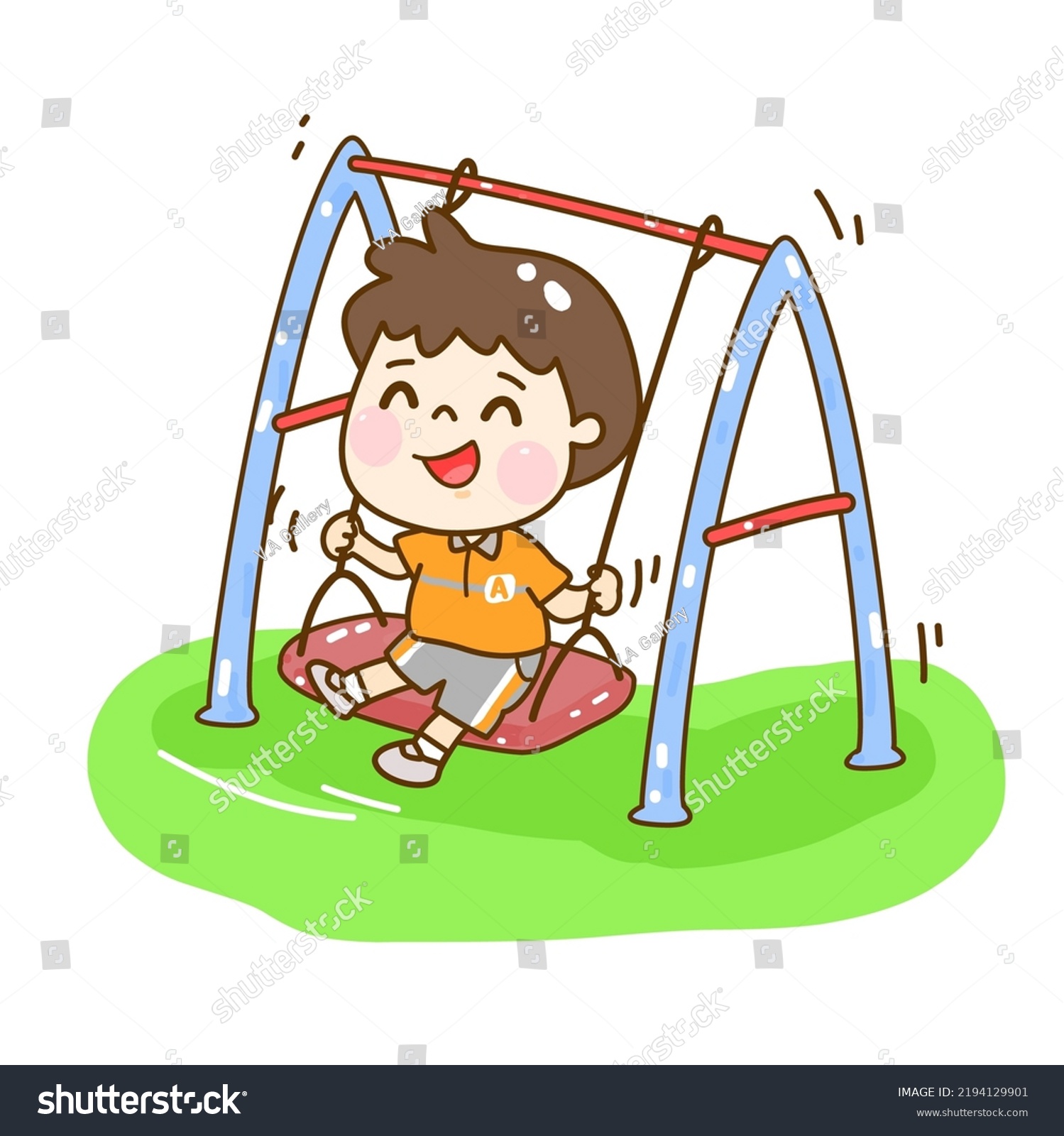 Cartoon Kids Character On Playground Stock Vector (Royalty Free ...