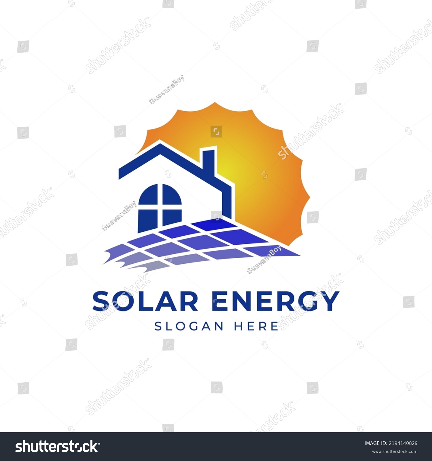 Sun Solar House Energy Logo Design Stock Vector (Royalty Free ...