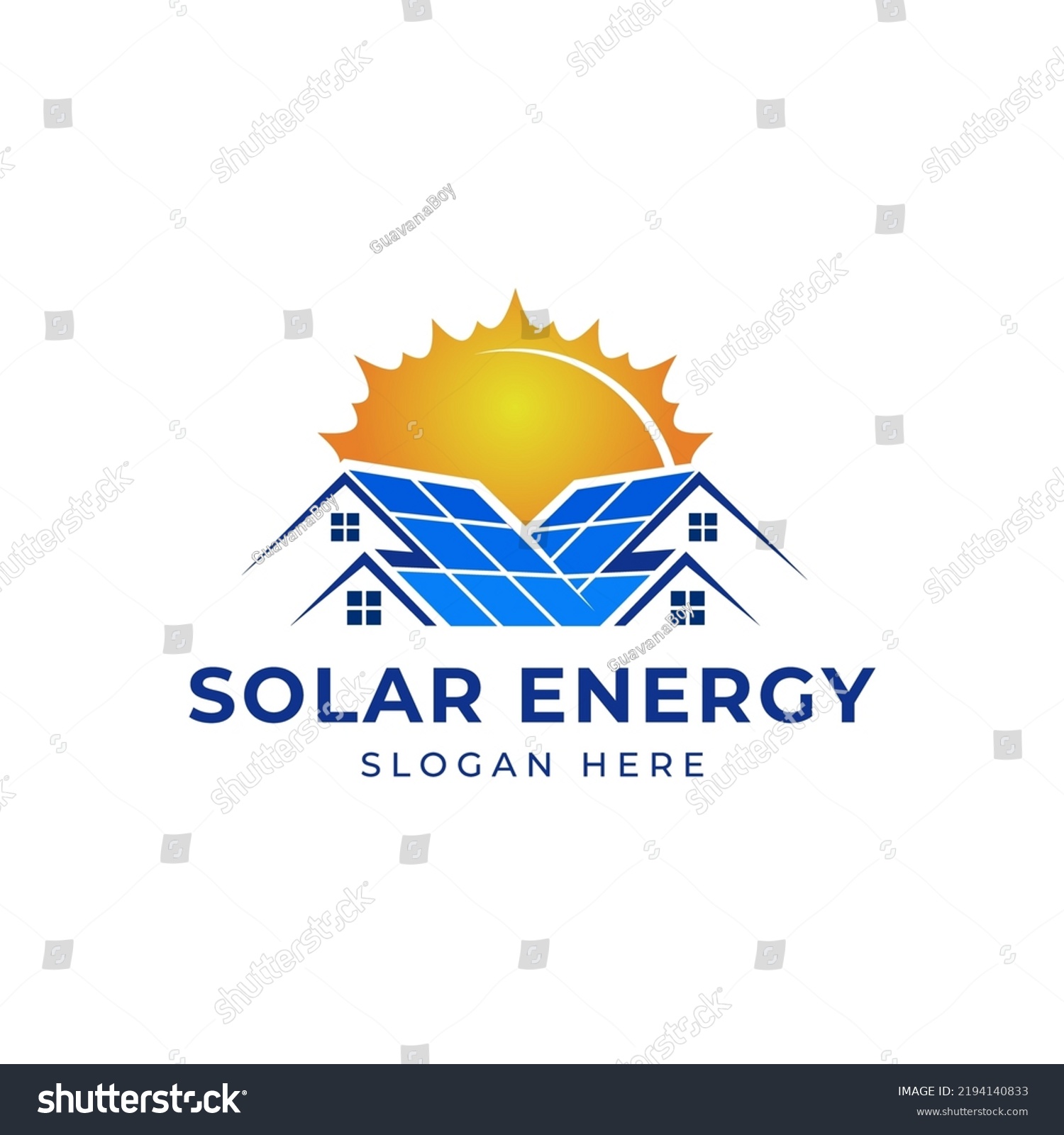 Sun Solar House Energy Logo Design Stock Vector (Royalty Free ...