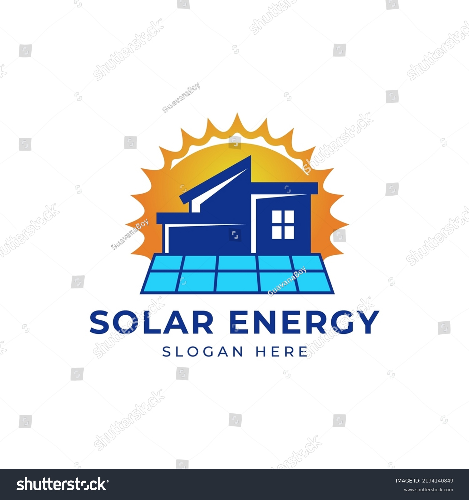 Sun Solar House Energy Logo Design Stock Vector (Royalty Free ...