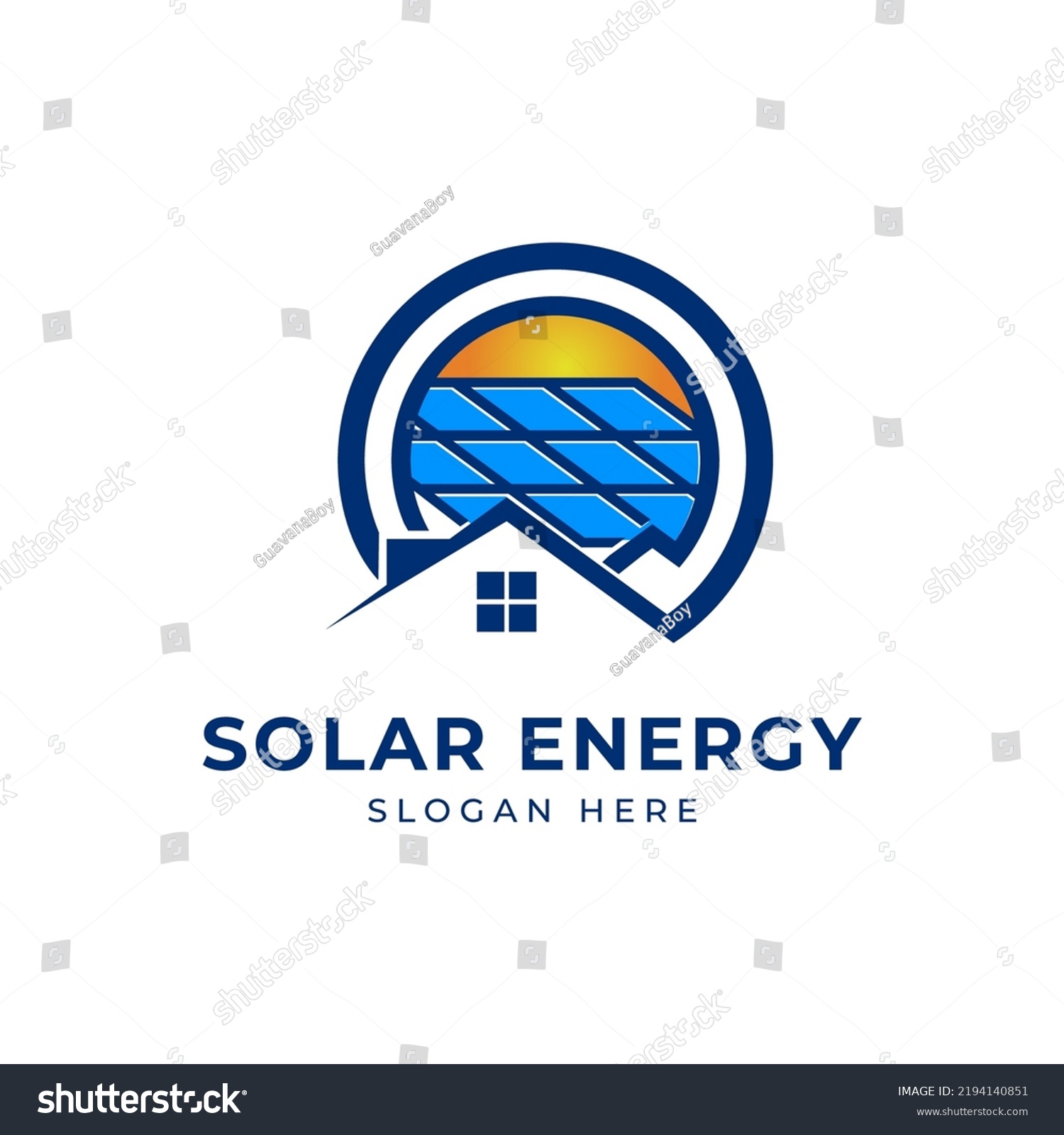 Sun Solar House Energy Logo Design Stock Vector (Royalty Free ...