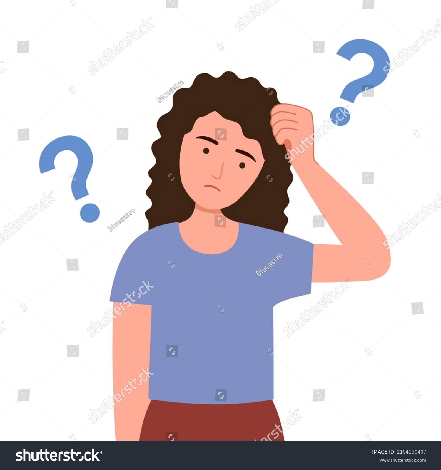 Forgetful Woman Holding Hand Her Head Stock Vector Royalty Free 2194150407 Shutterstock