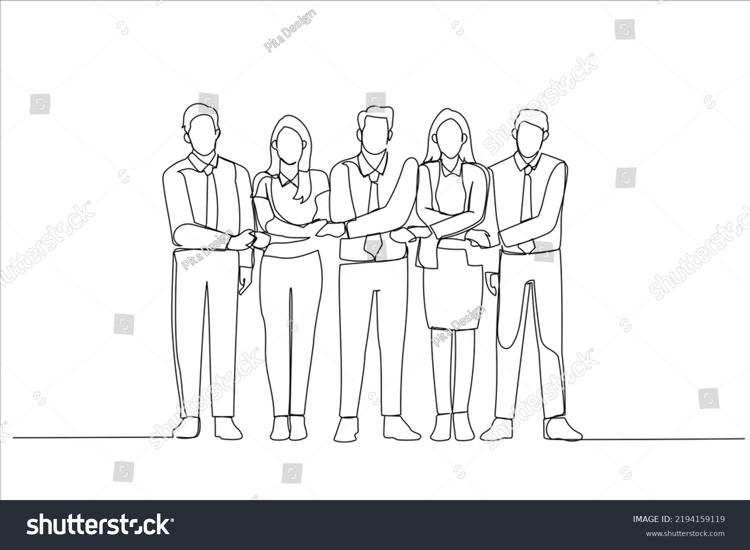 Cartoon Group Business People Holding Hands Stock Vector (Royalty Free ...