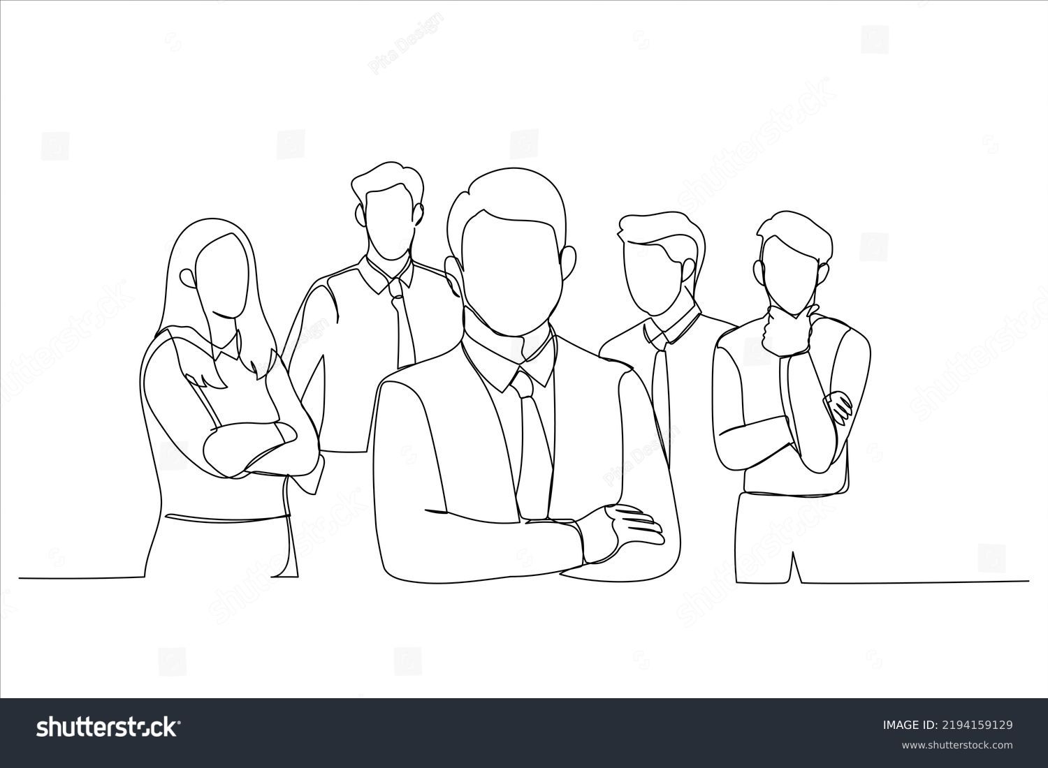 Illustration Group Friendly Businesspeople Male Leader Stock Vector ...