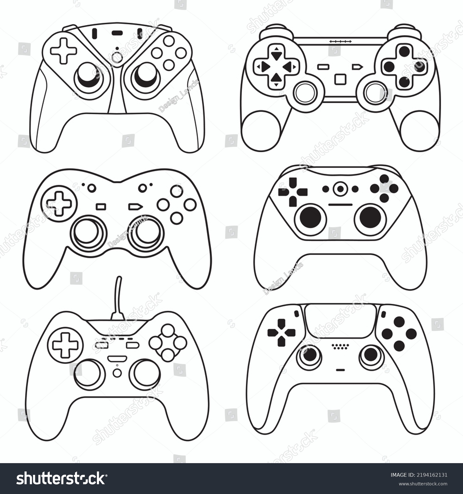 Game Controller Silhouette Outline Game Console Stock Vector (Royalty ...