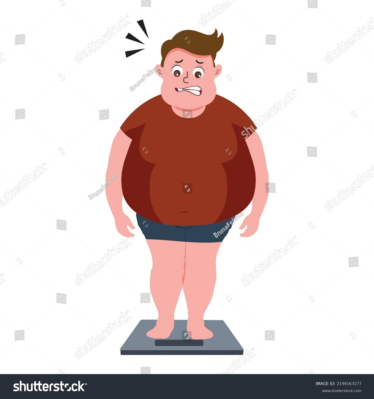 Funny Cartoon Character Shocked Fat Man Stock Vector Royalty Free