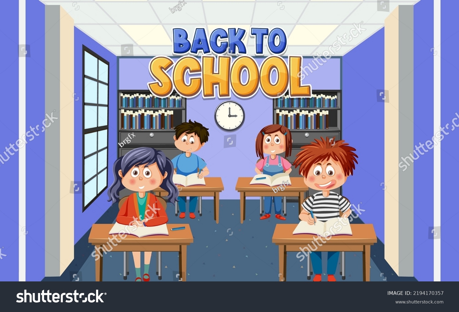 Back School Student Kids Illustration 库存矢量图 免版税 Shutterstock