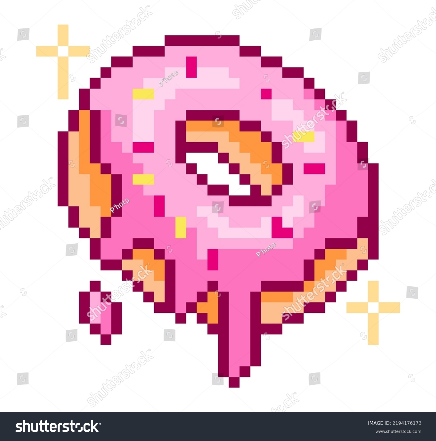 Donut Pixel Art On White Background Stock Vector (Royalty Free ...