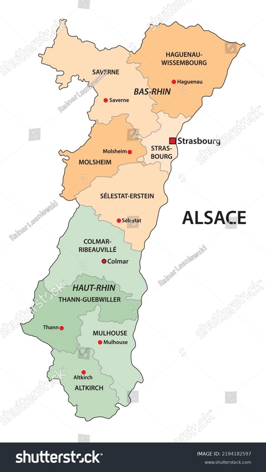 Administrative Map French Cultural Region Alsace Stock Vector (Royalty ...