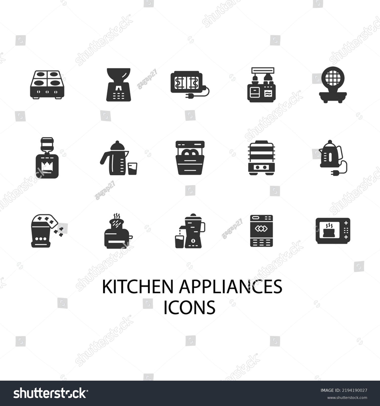 Kitchen Appliances Icons Symbol Vector Elements Stock Vector (Royalty ...