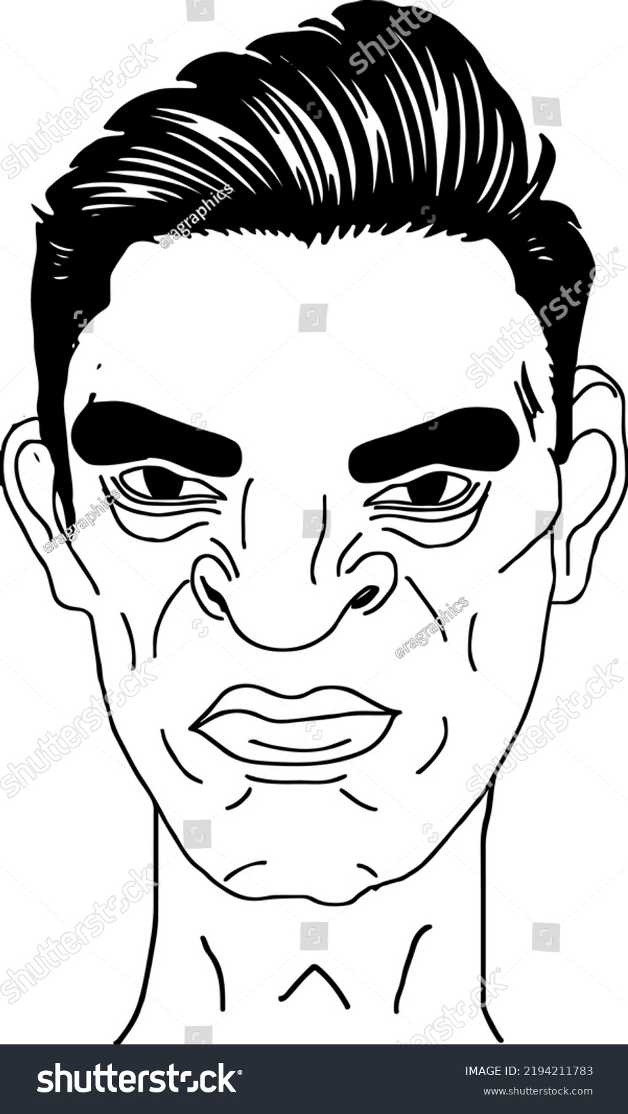 Man Face Doodle Cartoon Drawing Angry Stock Vector (Royalty Free ...