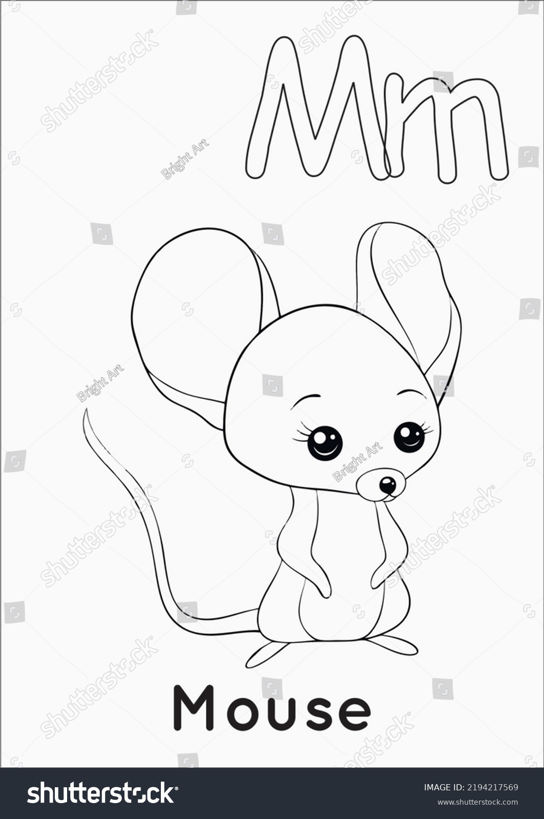Kids Printable Alphabet Animal Coloring Pages Stock Illustration