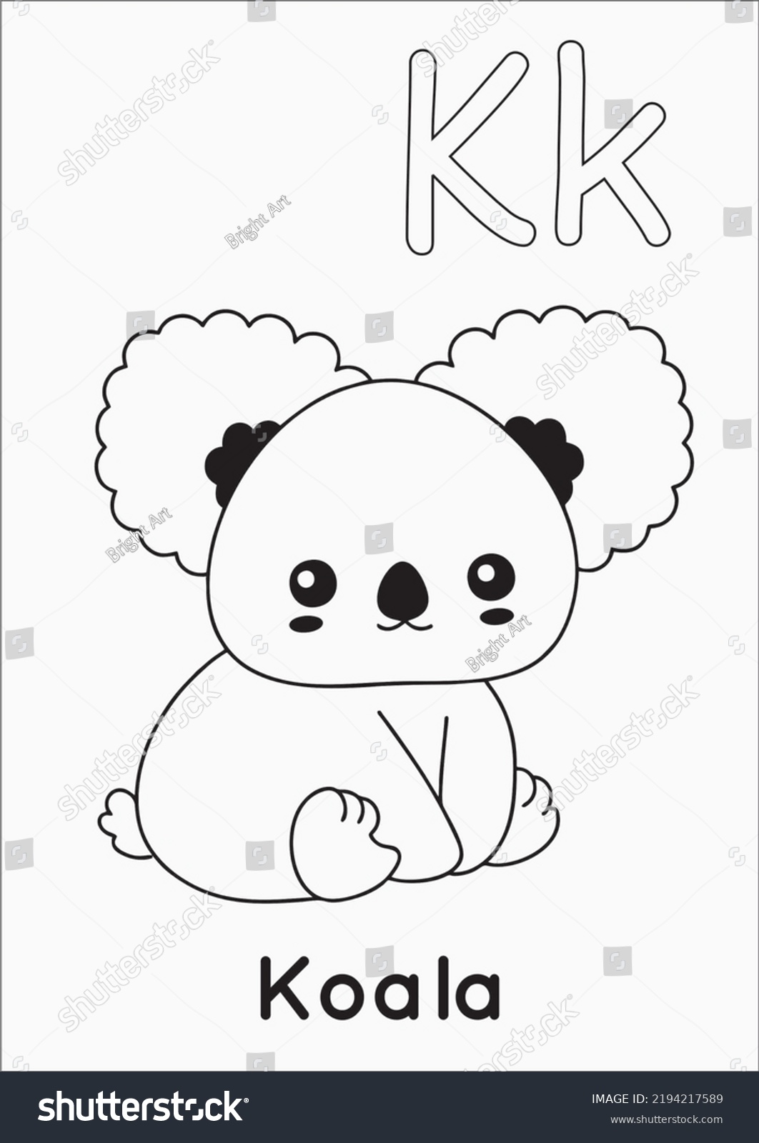 Kids Printable Alphabet Animal Coloring Pages Stock Illustration