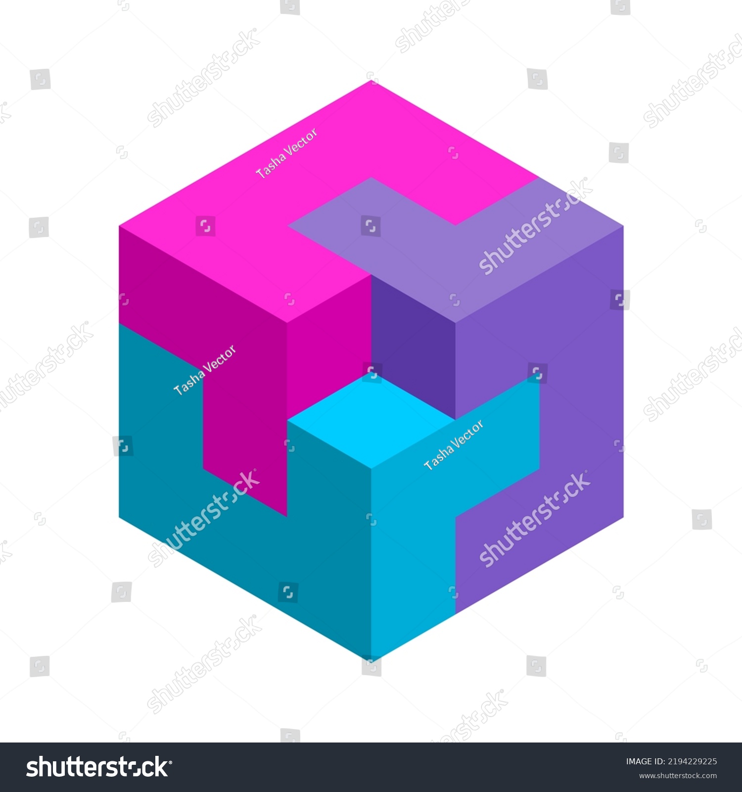 Colorful 3d Cube Made Three Elements Stock Vector (Royalty Free ...