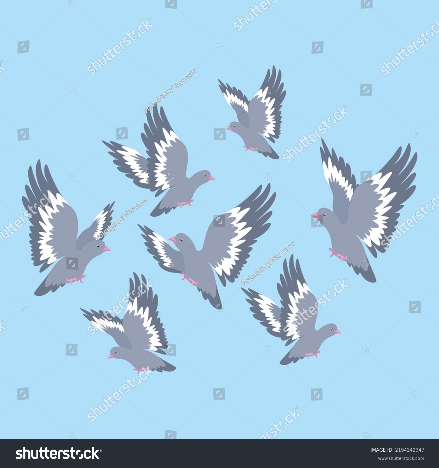 Flock Doves Sky Stock Vector (Royalty Free) 2194242347 | Shutterstock