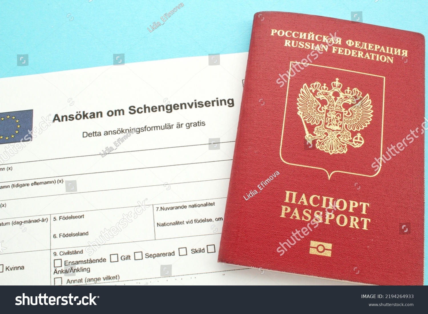 Schengen Visa Application Form Swedish Language Stock Photo 2194264933 ...