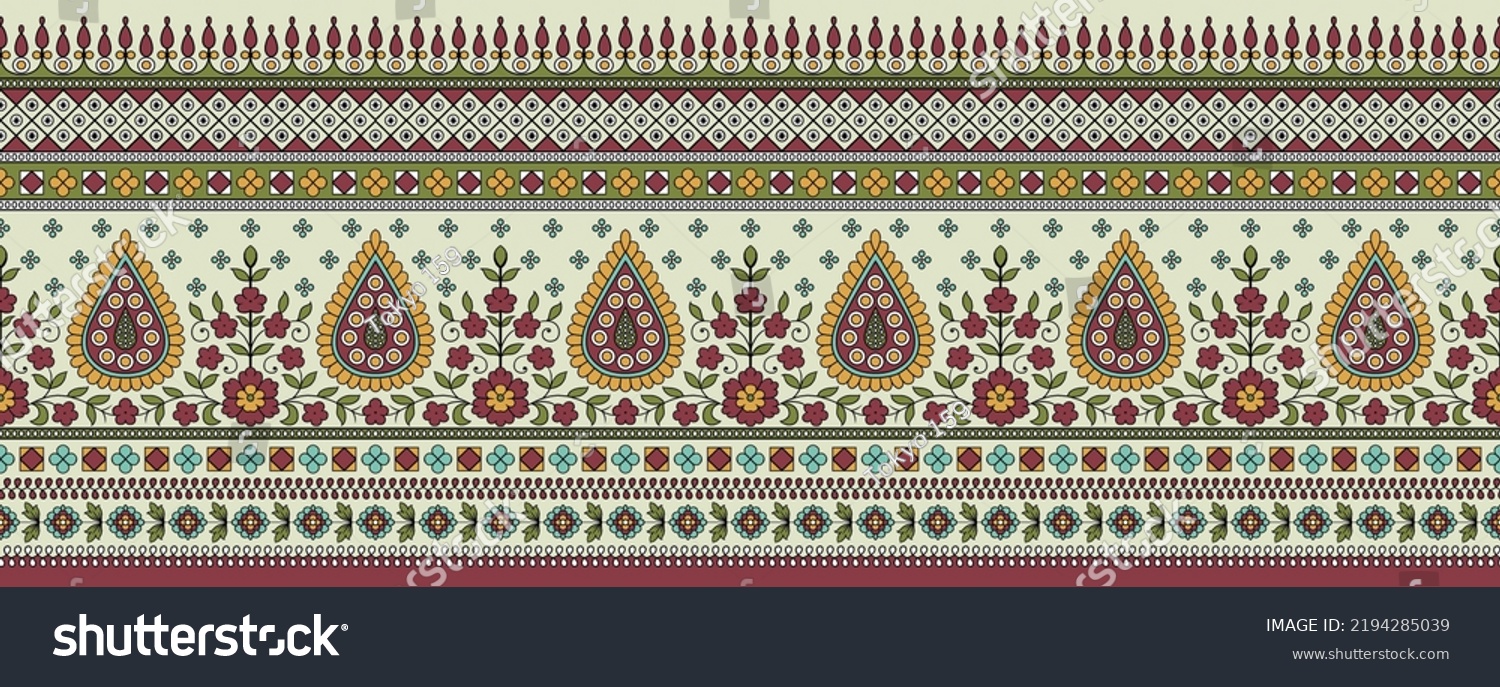 Colorful Border Ethnic Design Illustration Stock Illustration ...