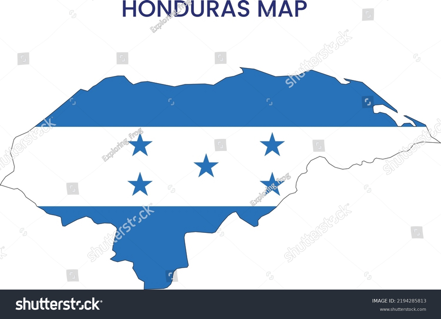 High Detailed Map Honduras Outline Map Stock Vector (Royalty Free ...