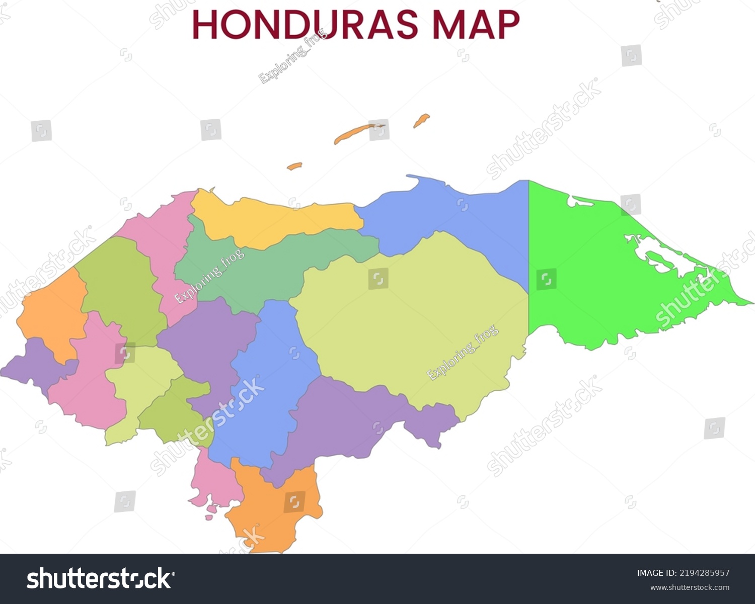 High Detailed Map Honduras Outline Map Stock Illustration 2194285957 ...